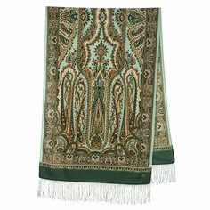 Палантин Павловопосадская платочная мануфактура для женщин,200х70 см, зеленый