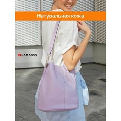 Сумка бочонок LAMACCO, фактура гладкая, фиолетовый, розовый