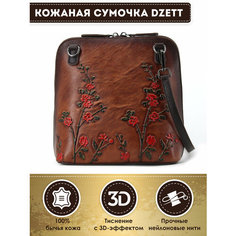 Сумка кросс-боди Dzett, фактура тиснение, коричневый, красный