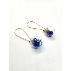 Серьги ( Verba ), размер 55 мм, синий, золотой