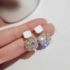 Серьги с подвесками, фианит, размер 30 мм, белый Yulianna