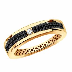 Кольцо Diamant online, красное золото, 585 проба, фианит, размер 16.5, черный