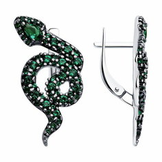 Серьги Diamant online, серебро, 925 проба, фианит, длина 2.6 см, , зелeный