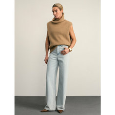 Джинсы широкие Zarina wide leg, размер S (RU 44), ультра светлый индиго