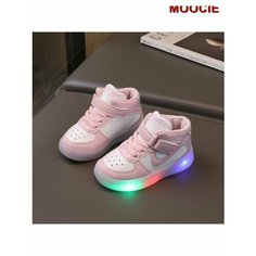 Кроссовки MOOCIE Светодиодная детская спортивная обувь с подсветкой, размер INT 28, розовый
