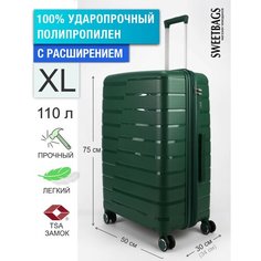 Чемодан Sweetbags, 110 л, размер XL, темно-зеленый