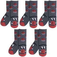 Носки RuSocks Базовая коллекция, 5 пар, размер 18-20, , темно-серый