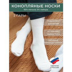 Носки UZOR WEAR Hemp, комплект, 2 пары, размер 25, белая