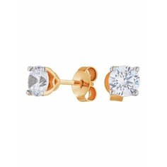 Серьги пусеты Ювелир Карат, серебро, 925 проба, золочение, фианит, , золото