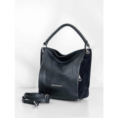 Сумка тоут Di Gregorio, фактура зернистая, темно-синий