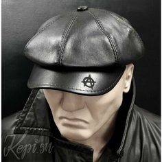 Кепка Kepi.su Анархия кожаная мужская кепи восьмиклинка для мужчин и женщин, размер 59, черная