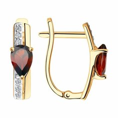 Серьги Diamant online, красное золото, 585 проба, фианит, гранат, , красный