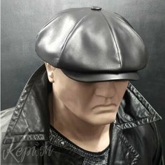 Кепка Kepi.su Чикаго мужская кожаная шапка восьмиклинка для мужчин и женщин, размер 57, черная
