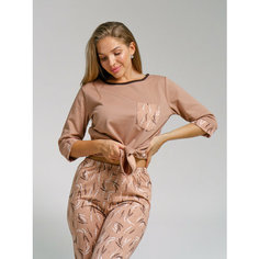 Пижама BUY-TEX.RU женская с брюками, размер 46, коричневый