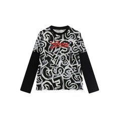 Лонгслив GUESS, размер 8, черный/белый