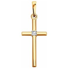 Подвеска Diamant, красное золото, 585 проба, фианит, размер 2.8 см., бесцветный