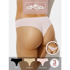 Трусы Omsa, комплект из 3 шт., размер 46 (M), бежевый, розовый, черный