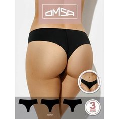 Трусы Omsa, комплект из 3 шт., размер 44 (S), черный (nero)