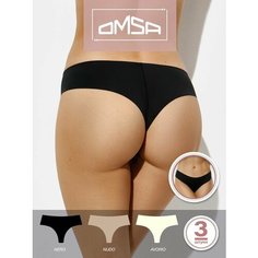 Трусы Omsa, комплект из 3 шт., размер 42 (XS), белый, бежевый, черный