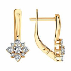 Серьги Diamant, красное золото, 585 проба, фианит