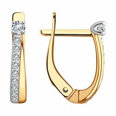 Серьги Diamant, красное золото, 585 проба, фианит, размер 14 мм, , бесцветный