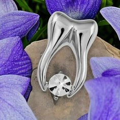 Брошь, кристаллы Swarovski, серебряный Bel Bars