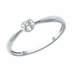 Кольцо Diamant, белое золото, 585 проба, бриллиант, размер 17, бесцветный