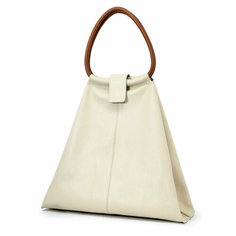 Сумка шоппер STEFFALINI, фактура зернистая, светло-бежевый