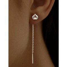 Серьги цепочки Ювелир Карат, серебро, 925 проба, родирование, размер 7 мм, , серебристый