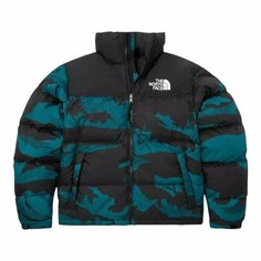 Пуховик The North Face, размер XL, Harbor Blue Linear Mountain Print