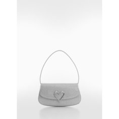 Сумка багет MANGO, фактура рельефная, серебряный