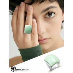 Кольцо Emay, искусственный камень, размер 20, белый-зеленый