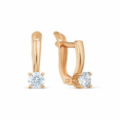 Серьги Diamant online, красное золото, 585 проба, фианит, длина 1 см, , прозрачный