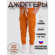 Брюки Дети в цвете Джоггеры спортивные легкие, размер 28-104, оранжевый