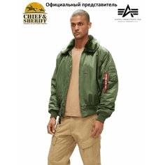 Бомбер ALPHA INDUSTRIES B-15 Flight Jacket, размер 3XL, зелeный