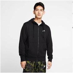 Толстовка спортивная NIKE Sportswear Club Mens Full-Zip Hoodie, размер S, , черный