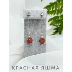 Серьги СафариЯ, размер 10 мм, серебряный, коричневый, красный