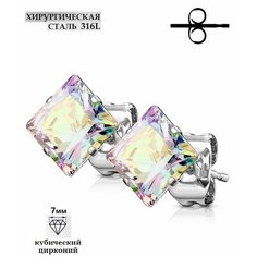 Серьги пусеты Spikes, фианит, серебряный