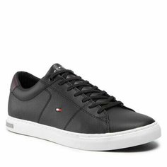 Кроссовки TOMMY HILFIGER ESSENTIAL LEATHER, размер 42, черный