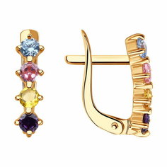 Серьги Diamant online, красное золото, 585 проба, фианит, длина 1.3 см, , мультиколор