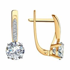 Серьги Diamant online, красное золото, 585 проба, фианит, длина 1.7 см, , прозрачный