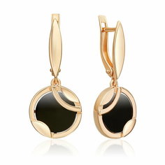 Серьги Diamant online, красное золото, 585 проба, оникс, длина 2.9 см, , черный