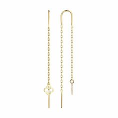 Серьги цепочки Diamant online, красное золото, 585 проба, длина 7.1 см
