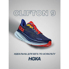 Кроссовки HOKA Clifton 9, полнота D, размер US10.5D/UK10/EU44 2/3/JPN28.5, синий, красный