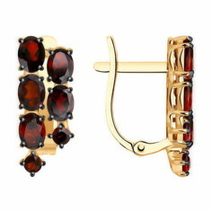 Серьги Diamant online, красное золото, 585 проба, гранат, длина 1.6 см, , красный