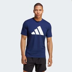 Футболка спортивная adidas Train Essentials Feelready Logo Training, размер S, синий/белый