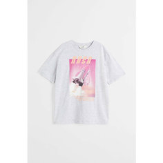 Футболка H&M, размер 146/152, серый, розовый, бежевый