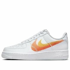 Кроссовки NIKE Air Force 1 Spray Paint Swoosh, размер 7 US, White / Safety Orange