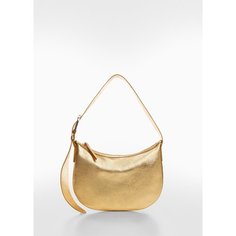 Сумка седло MANGO, фактура рельефная, золотой