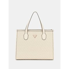 Сумка тоут GUESS, фактура плетеная, бежевый